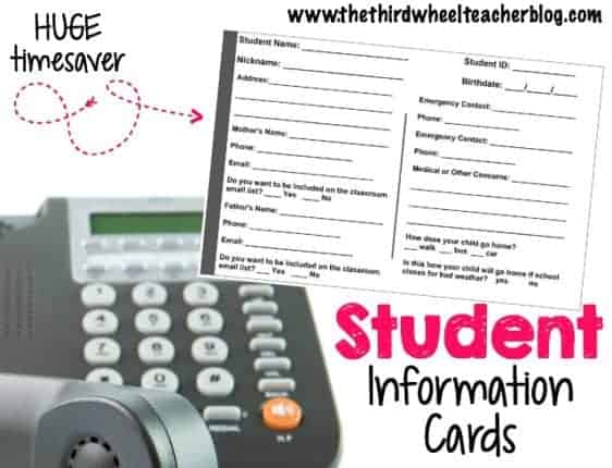 Student information Cards