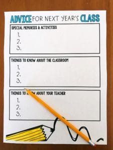 End of Year Graphic Organizer