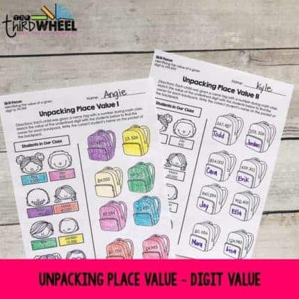differentiated place value worksheets - unpacking place value - digit value