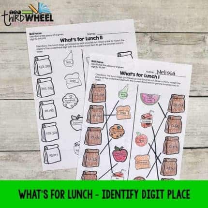 What's for Lunch - Place Value Worksheet for 3rd & 4th Grade What's for Lunch - Place Value Worksheet for 3rd & 4th Grade