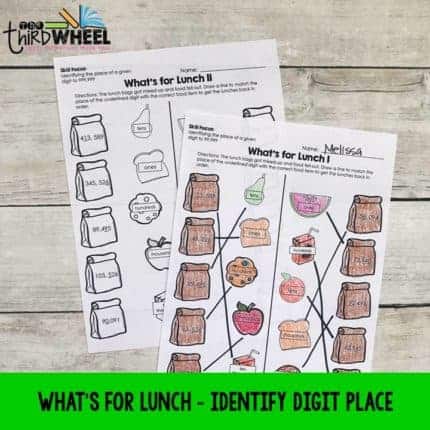 What's for Lunch - Place Value Worksheet for 3rd & 4th Grade