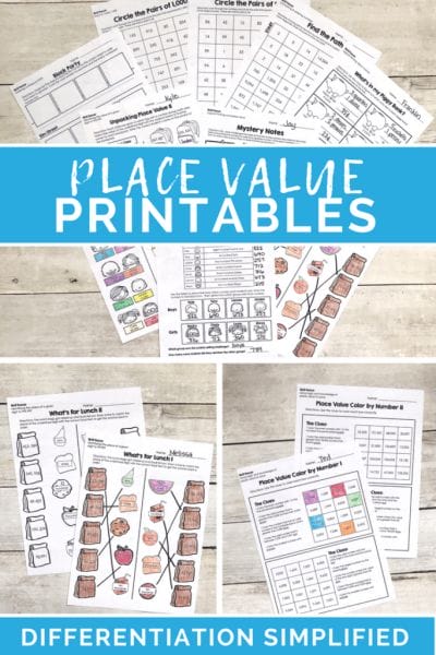 Differentiated Place value worksheets - the third wheel