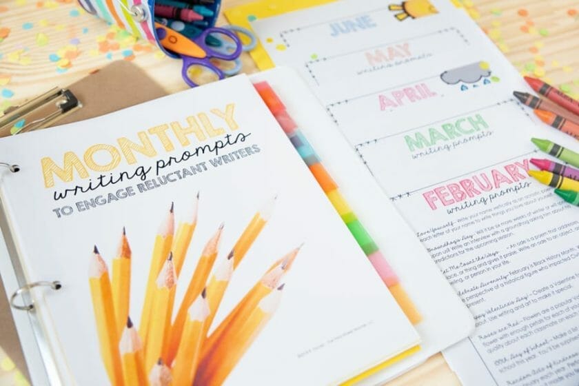 free monthly writing prompts to engage students and build writing stamina