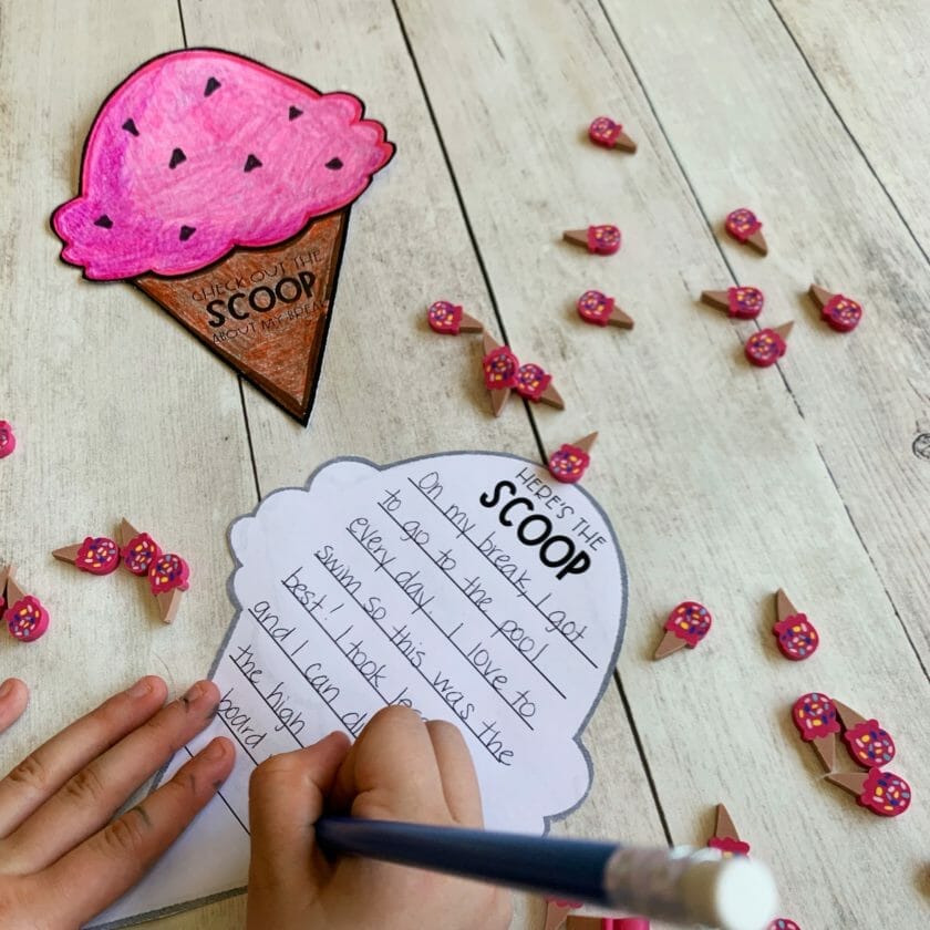 Scoop About My Break Summer Writing Craft