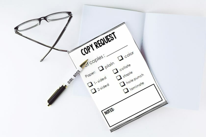 Free copy request form for teachers - 4 to a page. Perfect for attaching to originals to have someone make copies for you! 