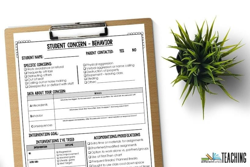 Free RTI Data Tracker for Tier 1 Classroom Interventions - Behavior