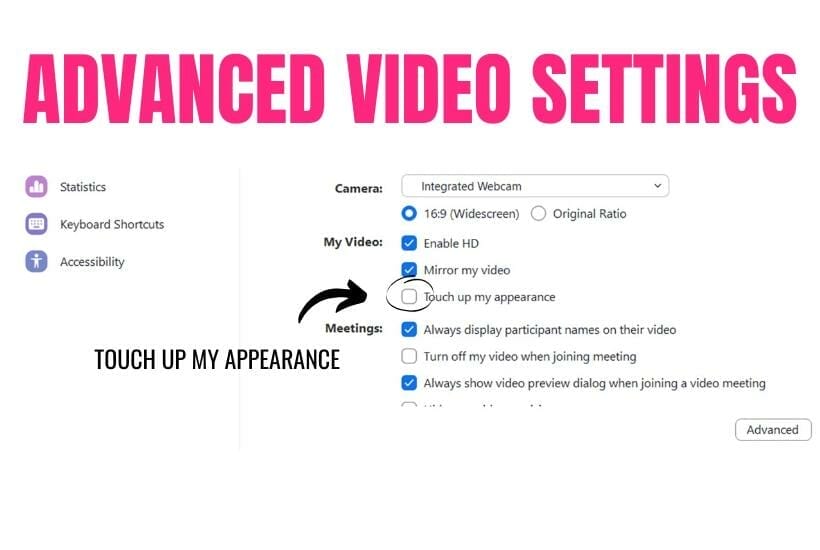 Advanced Video Settings in Zoom
