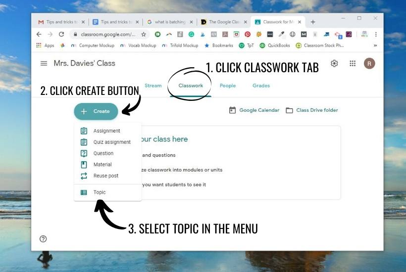 Create a topic to organize Google Classroom