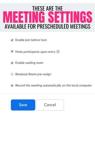 Meeting Settings in Zoom Zoom