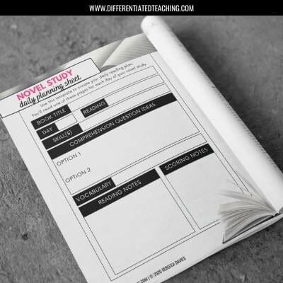 novel study daily lesson planner - free novel study template