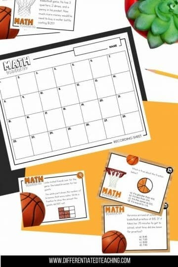 Basketball Task Card math test prep task cards