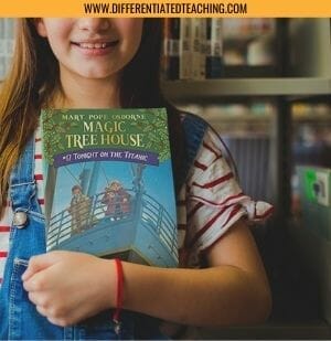 Girl with Magic Tree House Book