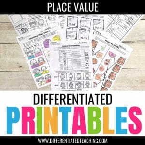 Differentiated Place Value worksheets 3rd grade