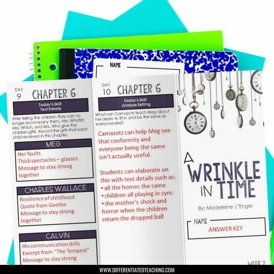 Trifold Novel Studies 101: What is a trifold novel study? 8 A Wrinkle in Time Novel Study