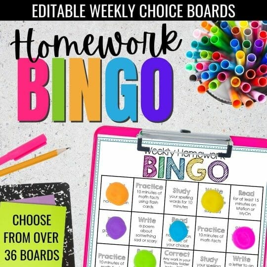 Homework choice boards