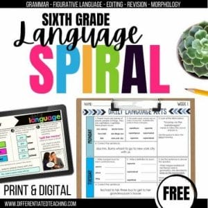 6th Grade Language Spiral