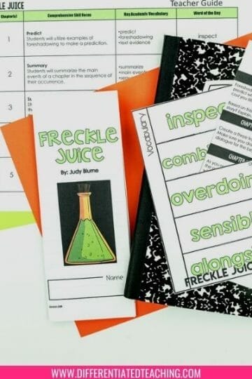 Freckle Juice Novel for 3rd graders