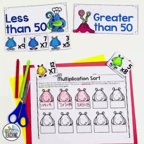 6 Easy Fall Math Stations to Engage Hands-On Learners 8 Monster Multiplication Station fall math stations