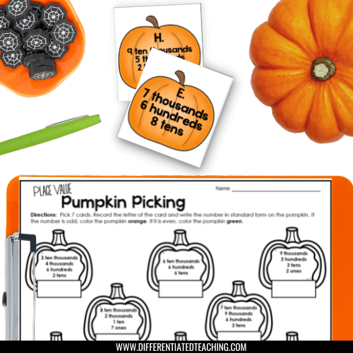 Pumpkin Place Value 1 October teaching ideas