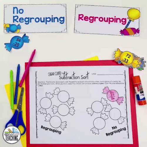 6 Easy Fall Math Stations to Engage Hands-On Learners 10 Sweet Subtraction fall math stations