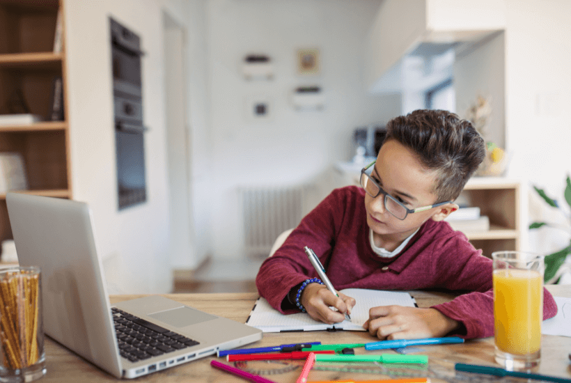 Student completing homework homework passes