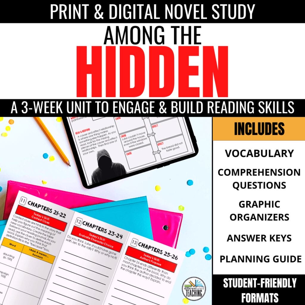 Among the Hidden Novel Study Guide: Lesson Plans, Resources & Activities 8 Among the Hidden Novel Study PDF