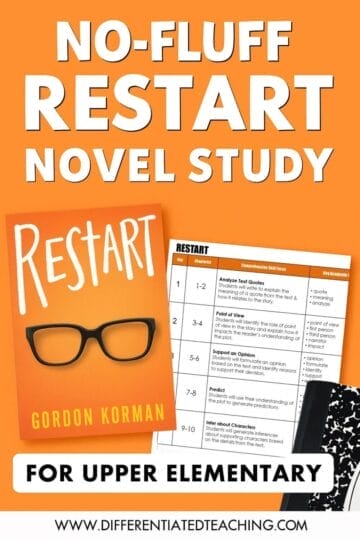Why Restart by Gordon Korman Is the Perfect Book for Your Next Upper Elementary or Middle School Novel Study 1 restart novel study