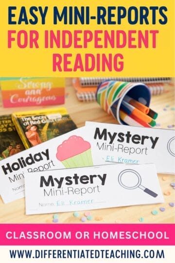 easy genre book reports for independent reading response