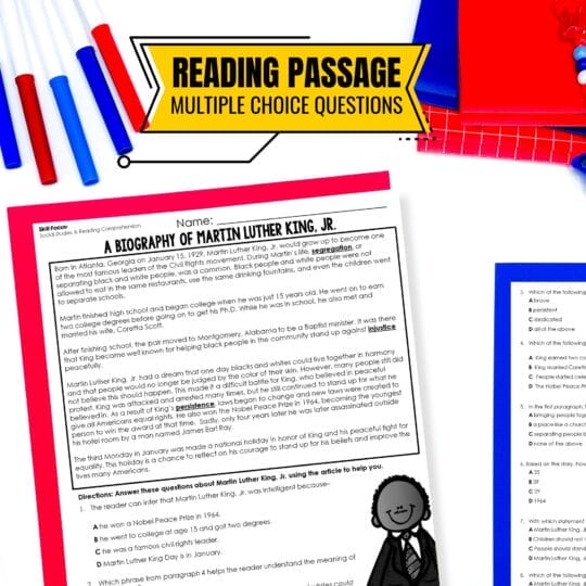 MLK Jr Reading Passage 2 martin luther king activities for elementary students