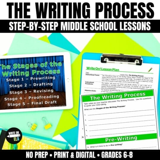 How to Introduce the Writing Process in Middle School (Without Losing Their Attention) 2 middle school writing lessons