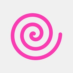 Start Here 11 A bright pink spiral on a light gray background, starting from the center and curving outward in a smooth, continuous motion—like a visual metaphor for teaching concepts that expand and grow.