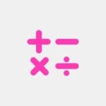 Home 25 Four bright pink mathematical symbolsโa plus, minus, multiplication, and division signโare arranged in a grid on a light gray background, perfect for teaching basic math concepts.